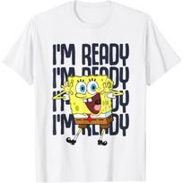 SpongeBob SquarePants I'm Ready I'm Ready Stacked Text T-Shirt S balta