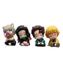 Q 4Pcs Edition Kamado Tanjirou Nezuko Zenitsu Inosuke Sleep Desktop Decoration Toy Gift For Children For Kids Adults Children's Birthday Gift Holiday