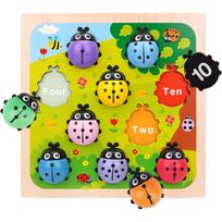 Counting Wooden Ladybugs Montessori Toys For Toddlers Learning Education Toy Puzzle Numbers Matching Math Board Games For Kids