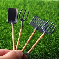 112 1Set Dollhouse Miniatures Gardening Shovel Rake Hoes Farm Tool Doll Decor Fairy Garden Accessories Furniture Toys