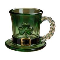 Mug Top Hat Shape Green Coffee Cup with Embossed Clover St Patrick Day Party Holiday Decoration Cold Heat-Resistant Drinkware žalia