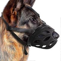 Dog muzzle, breathable basket muzzle, anti-bite, anti-bark, anti-chew dog muzzle(L Black)