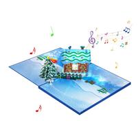 3D Popup Christmas Card with Sound and Light Handmade Foldable Greeting Card with Envelope Handmade Gifts Postcard 1