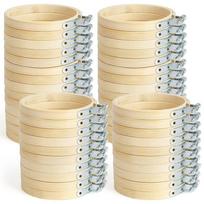 Feb.48 Piece Embroidery Hoop Mini Embroidery Hoop Bamboo Round Hoop Wood Color For DIY Craft Needlework, Sewing And Crafts 10Cm