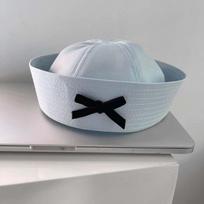 Flip Eaves Bow Beret Dome Navy Cap Fashion Sailor Hat  Summer mėlyna
