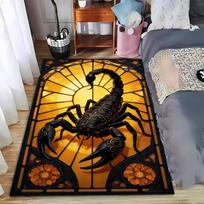 Black Scorpion Design Carpet with Golden Sun Background Decor  Suitable for use as an anti-slip for living room bedroom sofas 40x60cm( 15x23in )