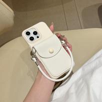 Cute Wallet Cards Bag Wrist Strap Matte Case for For Iphone 16 1 13 14 12 Pro Max 11 PU Leather  for For Iphone 16pro Max Cover for iPhone 14 ProMax