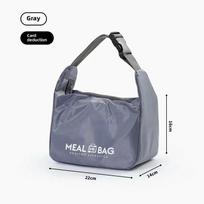 Insulated Waterproof Lunch Bag with Thickened Aluminum Foil, Portable Handheld Thermal Lunch Box for Office Workers & Students - pilka spalva