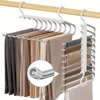 9-Tier Non-Slip Stainless Steel Pants Hanger – Space-Saving, Multi-Layered for Closet Organization of Jeans, Leggings & Skirts balta