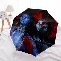 Avatar Inspired Feathered Umbrella: Automatic Opening & Closing, Lightweight 3 Fold Design with Iron Frame Perfect for Fans, Travelers, and