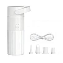 Ultra-Mini Air Mattress Pump with Camping Light & 4 Nozzles Mini Electric Air Pump with 2000mAh Battery for Vacuum Storage Bags White