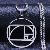 Math Fibonacci Sequence Pendant Necklace Stainless Steel Gold Color Women/Men Minimalist Necklaces Jewelry colares N442S02