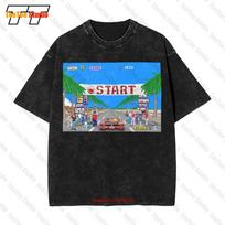 Meme Tributo Outrun Out Run Videogioco Auto Anni Vintage Oversized TShirt UZD S