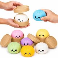 3 Pack Squishy Toys Stress Relief Dumpling Mat with Expressions, Surprise Box, Soft Squeeze Toy for Kids įvairiaspalvis