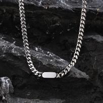 Vnox Unisex Stainless Steel Choker Necklaces,Cuban Link Chain Necklaces for Men Women,Fashion Slide Geometric Bar Pendant Collar