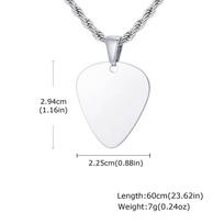 Vnox 60cm Guitar Pick Pendant Necklace for Men, Stainless Steel Black Gold Silver Color Twisted Chain Punk Jewelry Birthday Gift