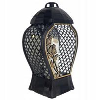 Duży 32Cm Znicz Lampion Glamour Ażur Czarny Złoty Dekoracyjny Wazon