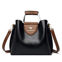 3 Layers Brand Small Tote Bag Oil Skin Leather Luxury Handbags Women Bags Designer Ladies Shoulder Crossbody Hand Bags for Women