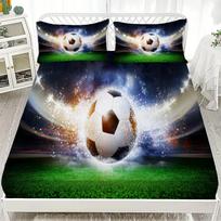3D futbolo patalynė Spausdinta prigludusi paklodė su elastiniu čiužinio uždangalu ir užvalkalu Individualus 150x200cm Berniukų Vaikų Dekoras 90x200cmx25