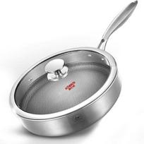 KOBACH 26cm 304 Stainless Steel Honeycomb Frying Pan