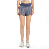 Women's Double-Layer Quick-Dry Sports Shorts: Anti-Exposure, Breathable, for Running, Yoga, Fitness. S mėlyna