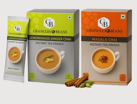 Granules n Beans Masala Chai + Lemongrass Ginger Chai Instant Tea Premix Combo | Flavorful Pair