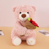 Kawaii Cute Romantic Rose Bear Plush Toy Detachable Floral Blanket Bear Wear Rose Hat Cartoon Bouquet Bear Doll Home Decor 25cm