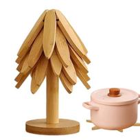 Tree Trivets For Hot Dishes Foldable Insulation Tripod Christmas Tree Pot Holder For Hot Dishes Bowls Cups Drinks Teapots