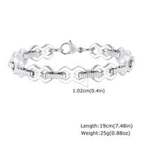 Stainless Steel Men Bracelets,Waterproof 8 Shape Chain Link Wristband,Stylish Casual Jewelry Gifts 19cm