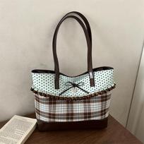 Korean Polka Dot Plaid Shoulder Bags for Women Mint Chocolate Large Capacity Ladies Tote Versatile Girls Underarm Bag Handbags žalia