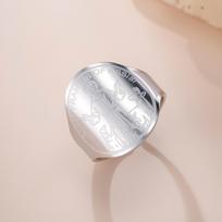 LIKGREAT St. Francis of Assisi Open Ring 20mm Wide Stainless Steel Statement Ring for Men Women Religious Amulet Jewelry resizable