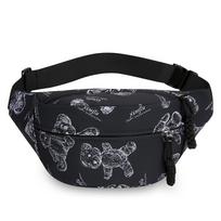 Unisex Bear Print Fanny Pack – Waterproof Nylon Waist Bag for City Walks, Lightweight & Adjustable juoda