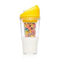 Nešiojama javainių taurė Plastikinė kelioninė taurė pienui ir javainiams Maisto indelis „To-go“ javainiams Nereikia šaukšto ar dubenėlio Vaikams Suaugusiems Pusryčiai kelionėje geltona