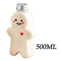 500ml Christmas Gingerbread Man Portable Shaker Drink Bottle Plastic Transparent Bottle Milk Tea Sealed Bottle Beverage Thicken 401-500ml