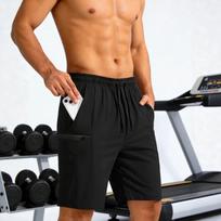 Men's All Match Relaxed Fit Drawstring Waist Training Shorts S juoda