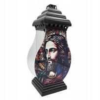 Znicz Szklany Napoleon Pan Jezus Szkło Religijny Lampion Elegancki