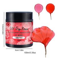 100 ml UV DIP dervos klijai gėlėms, skaidrūs, blizgūs, ultravioletinių spindulių kietėjantys kristalai, skysti papuošalai raudona