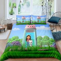 Gabbys lėlių namelis 3D spausdintas antklodės užvalkalas pagalvės užvalkalas patalynės komplektas Twin Full King Vaikams Suaugusiems Miegamojo AU Single(140*210cm)3pcs