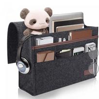 Felt Bedside Hanging Storage Bag Space Saving Large Capacity Bedside Storage Box Multiple Pockets Bedside Hanging Organizer Sofa tamsiai pilka spalva