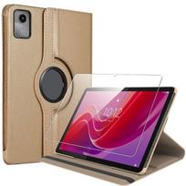 Coque + Verre Trempé pour Lenovo Tab M11, Protection Antichoc avec Support Rotatif Cuir PU Doré