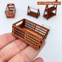 Dollhouse 112 Miniature Wooden Fruit Bread Basket Storage Basket Model Picnic Basket Dollhouse Accessories Kid Gift