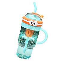 Beverage Holder with Straw Large Capacity Water Cup Multipurpose Drinking Bottle for Girls Juice Mug with Handle mėlyna