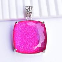 Monarch Opal Lab-Grown CERTIFIED 925 Sterling Silver Square Cushion 94Ct Pendant 29.8 mm Approx įvairiaspalvis