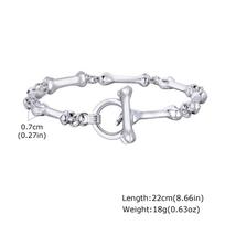 Bone Chain Link Bracelets for Men Boys,22CM Metal Chain Wristband with OT Buckle,New Hiphop Jewelry Anniversary Birthday Gifts 22cm