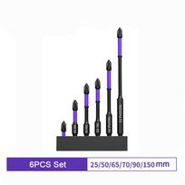 Driver Bit Set 6pcs Magnetic Bits D1 Alloy Steel Impact Resistance Long Cross Driver Bits 1/4in Hex Shank for Drills 6PCS set