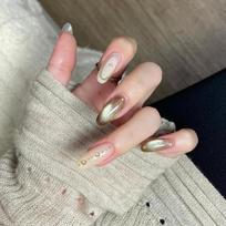 Caramel glass beads, stars, cat's eyes, purely handmade wearing nail temperament whitening, advanced sense nail art patch, fake nails XS