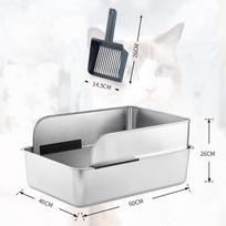 2025 Stainless Steel Cat Litter Box Non-Stick Semi-Enclosed Cat Bedpans Odor-Proof & Anti-Splash Pet Toilet with High Sides