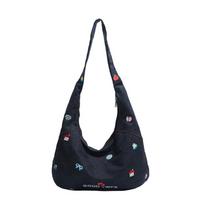 Sweet Women's Denim Shoulder Bag Large Capacity Messenger Bag Cute Embroidered Tote Bag  Students tamsiai mėlyna spalva
