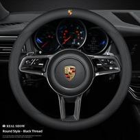 Microfiber Car Leather Steering Wheel Cover Accessories For Porsche 911 718 Taycan Panamera Cayenne Macan Boxster Cayman Pajun