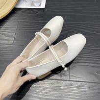 Mary Jane Single Shoes Shallow Mouth Granny Shoes Summer Flat Soybean Shoes Fashionable and Comfortable 35 smėlis